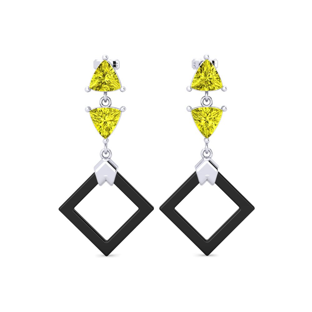 14ct White Gold Yellow Diamond Women's Earring Loida
