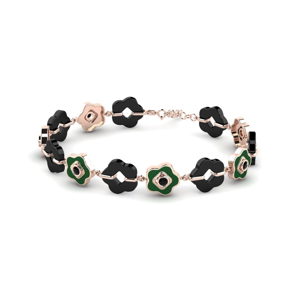 14k Oro Rosa Diamante Negro Pulsera de Mujer Lokken