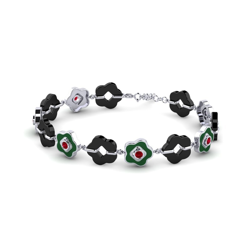 950 Palladium Red Zirconia Women's Bracelet Lokken