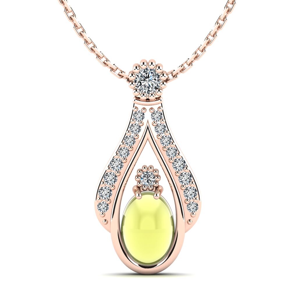 14k Oro Rosa Topacio Limón Cabujón Collar de Mujer Lolani
