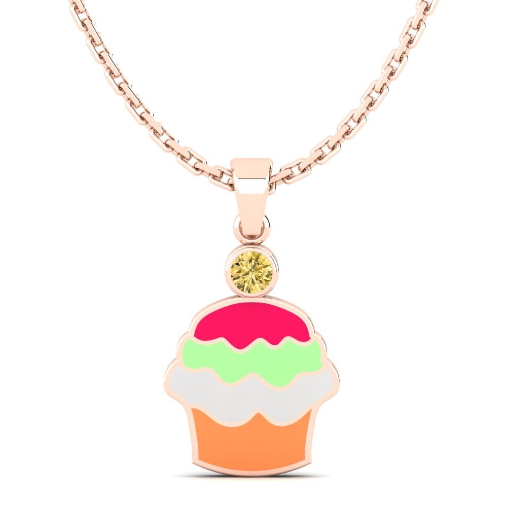 14ct Rose Gold Yellow Diamond Kid's Pendant Lombre