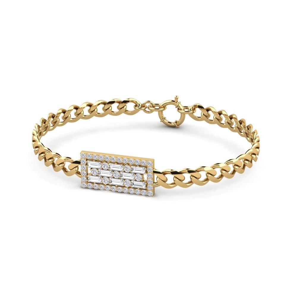 Bracelet Pour Femme En Or Jaune Et Blanc 18 Carats - Style Jersey - Neuf Sans Emballage
