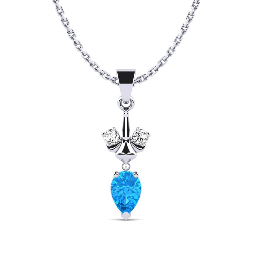 Giọt Nước Đá Topaz xanh / Hoàng Ngọc Mặt dây chuyền nữ Lonneke