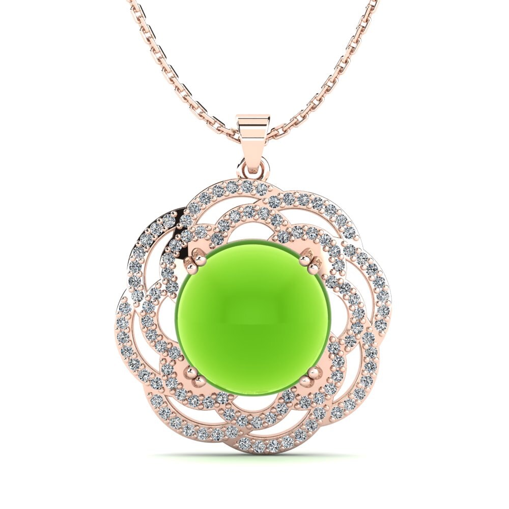 14k Oro Rosa Peridoto Cabujón Colgante de Mujer Loralinda