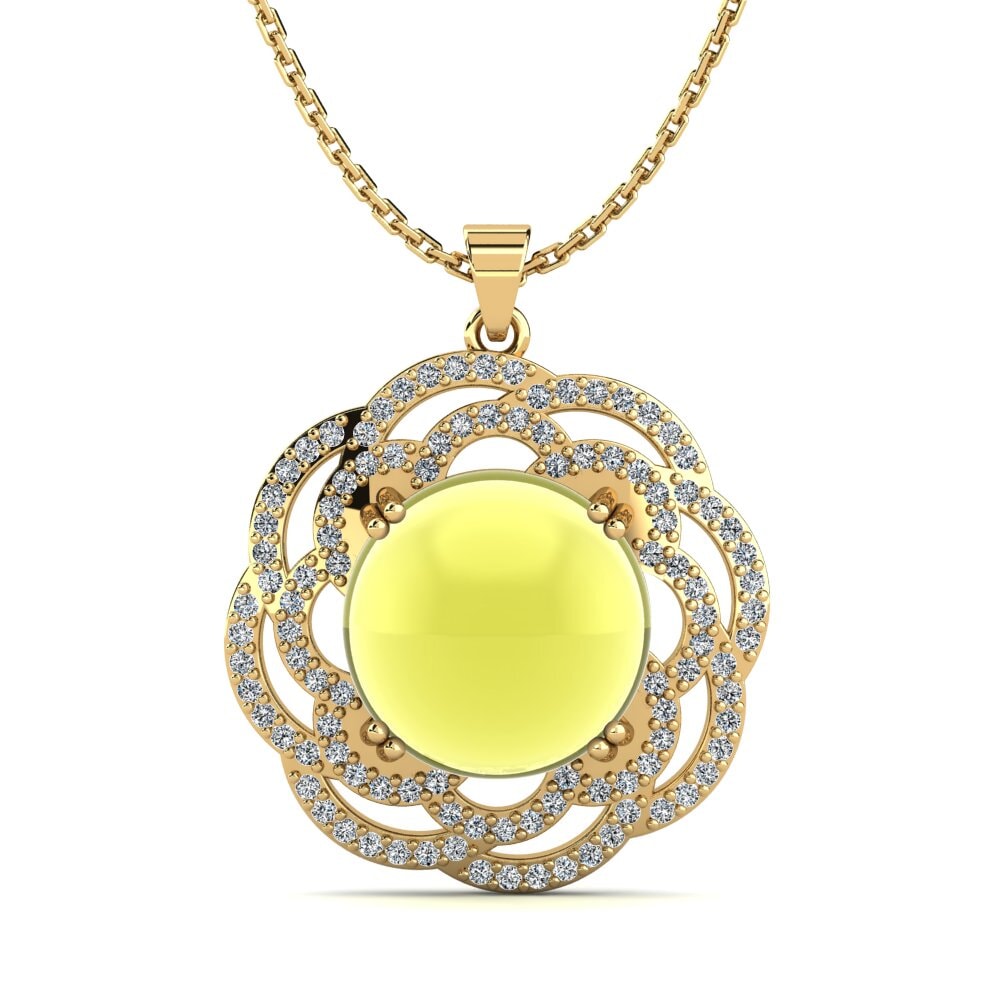 9k Oro Amarillo Topacio Limón Cabujón Colgante de Mujer Loralinda