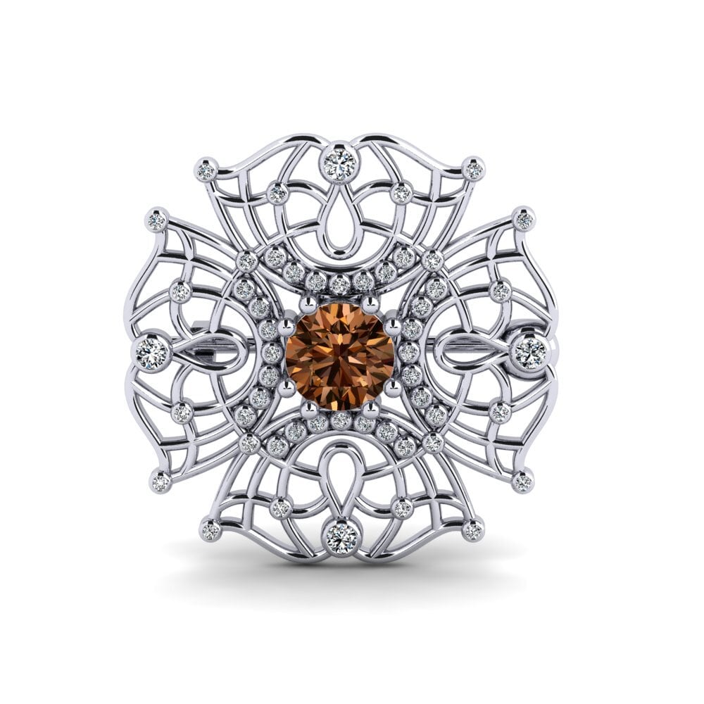 Plata 925 Diamante café Broche Lorence