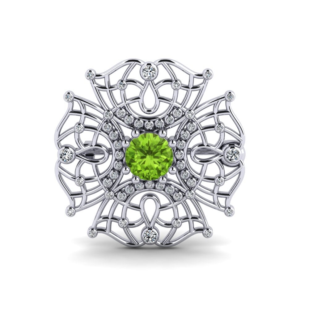 14ct White Gold Peridot Brooch Lorence