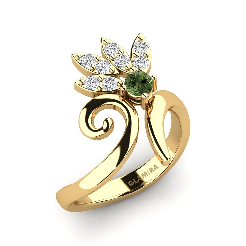 18k Oro Amarillo Zafiro Verde Anillo Loriann
