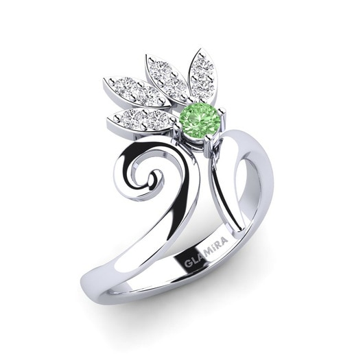 Ring Loriann 585 White Gold & Green Diamond & Diamond