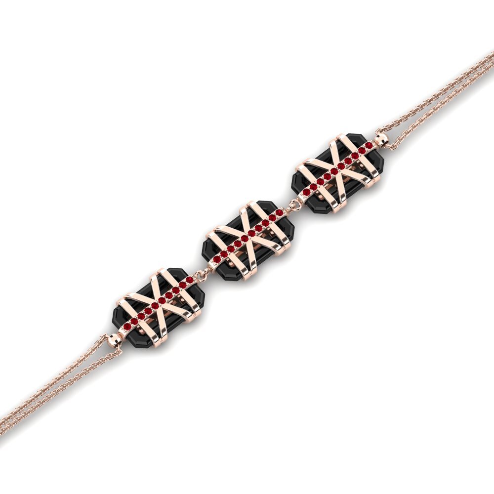 14k Oro Rosa Circonita Roja Pulsera de Mujer Loris
