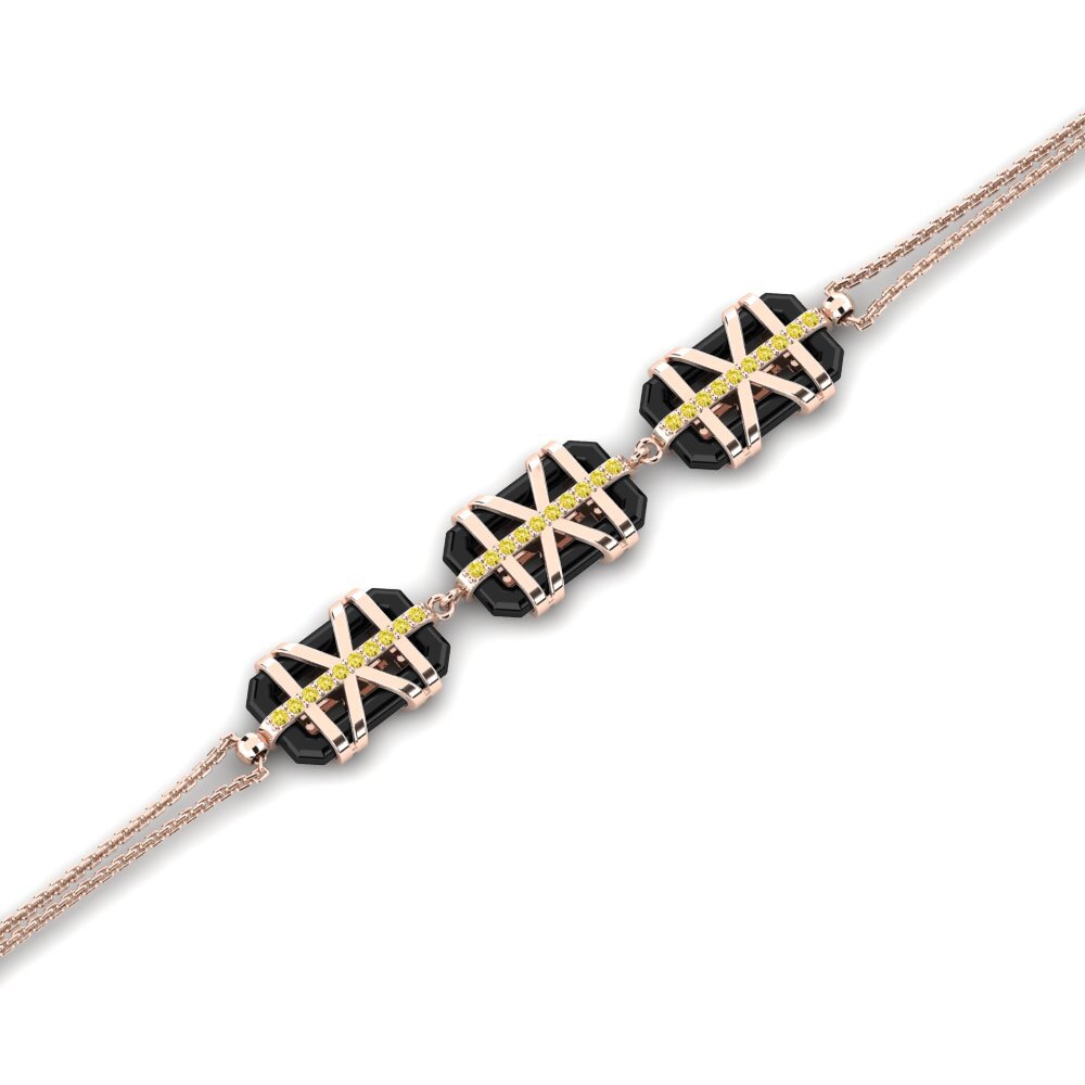 18k Oro Rosa Zafiro amarillo Pulsera de Mujer Loris