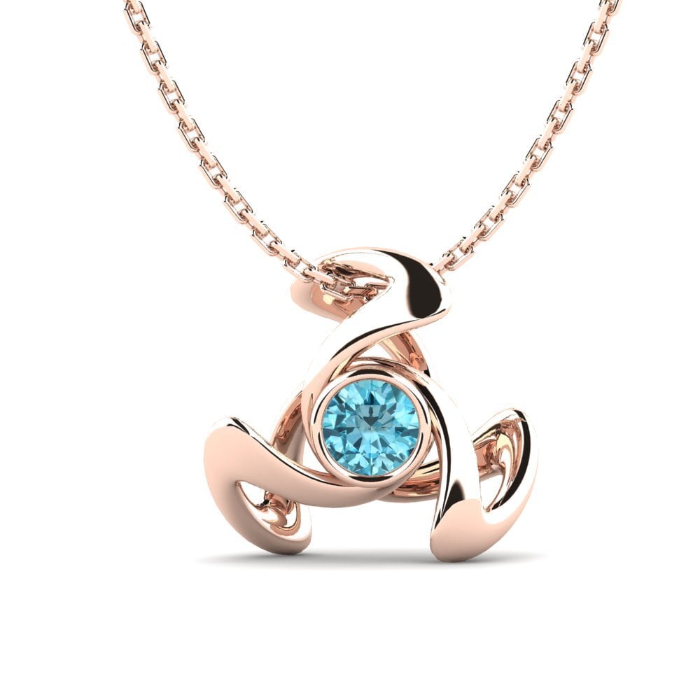 14k Oro Rosa Circón Azul Colgante de Mujer Lorrany