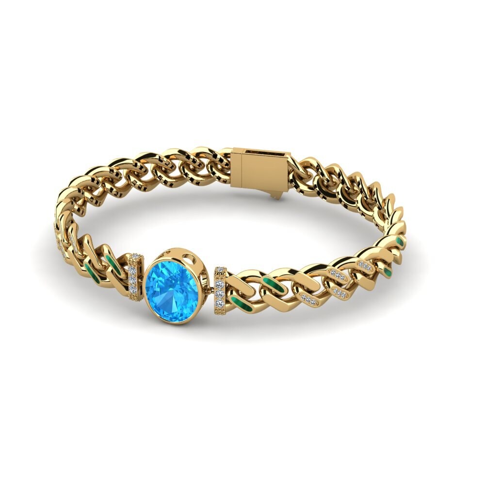14k Oro Amarillo Topacio azul Pulsera de Mujer Lort
