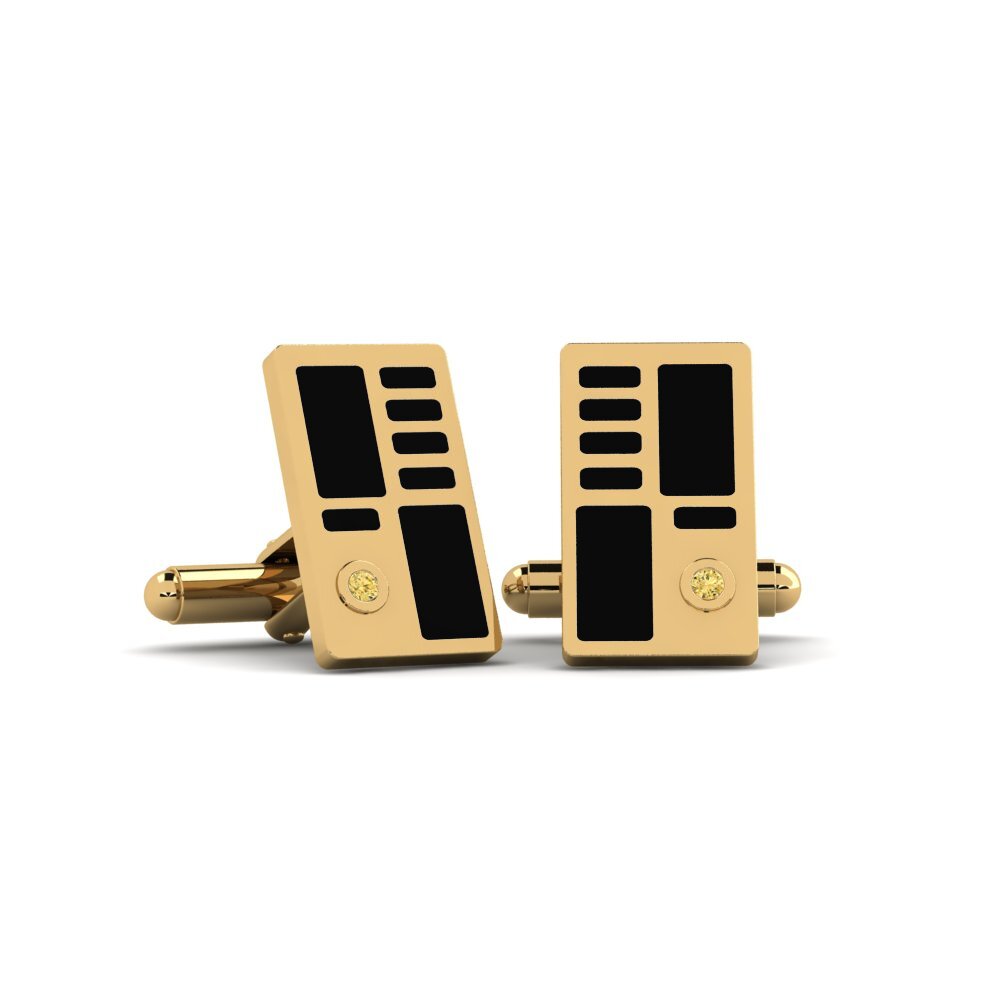 585 Gult Guld Gul Diamant Manchetknap Losedor