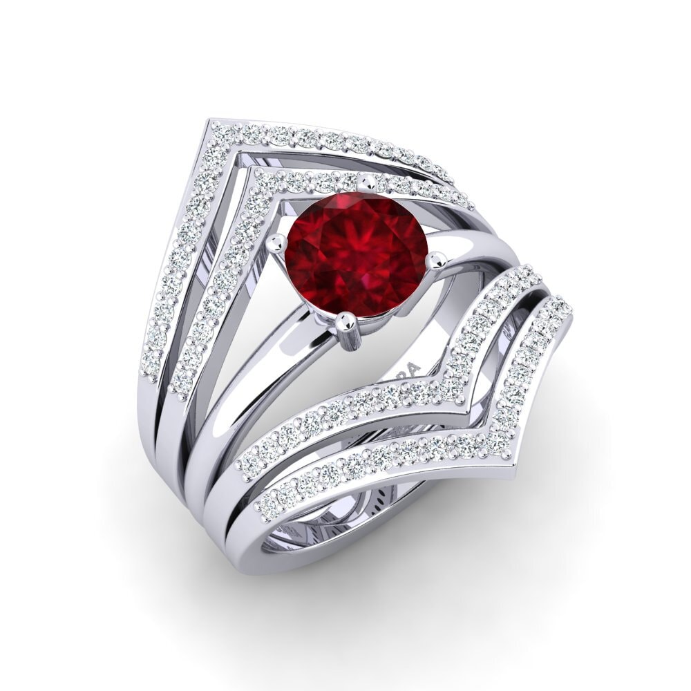 Bague En Argent 925 Avec Rubis De Labo Et Zircon - Création Artisanale D'Inde - Taille 8.75