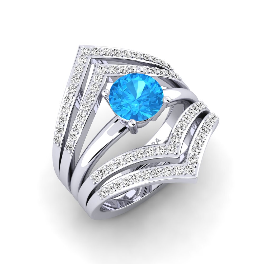 950 Platinum Blue Topaz Ring Losten SET