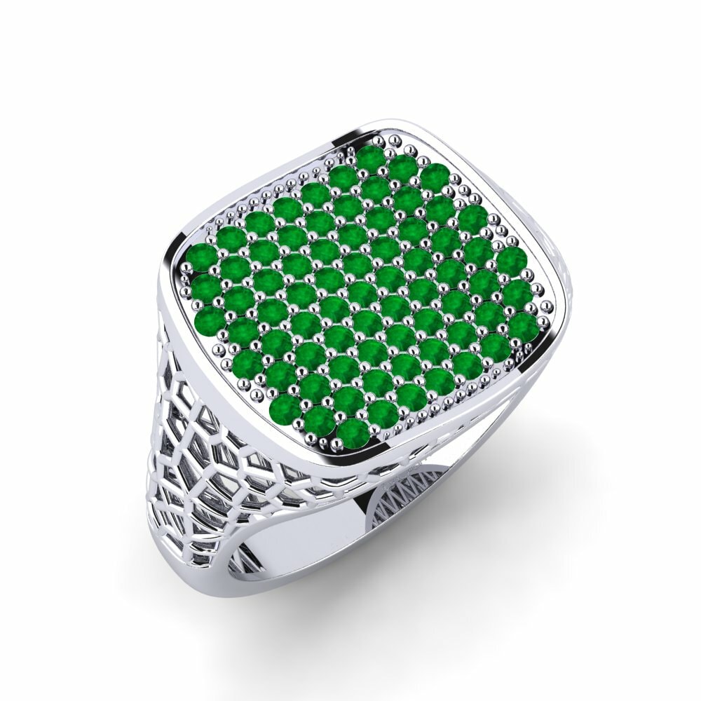 Emerald 950 Platinum Men's Pinky Ring Lostropi