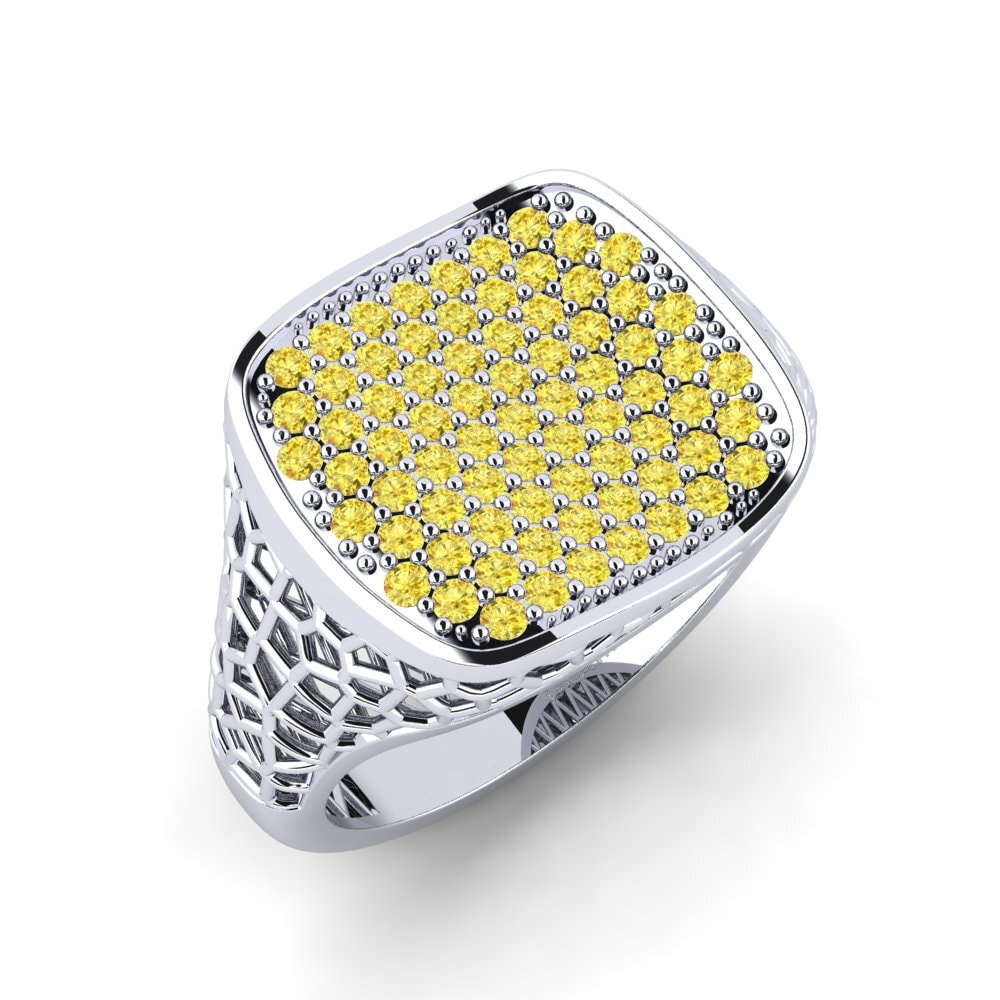 Yellow Sapphire Men's Pinky Ring Lostropi