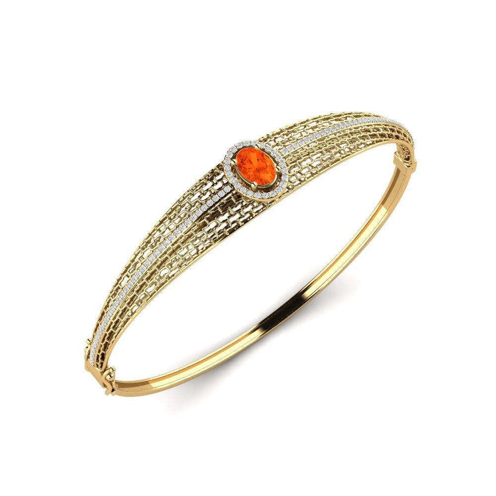 9ct Yellow Gold Fire Opal Women's Bangle Lou