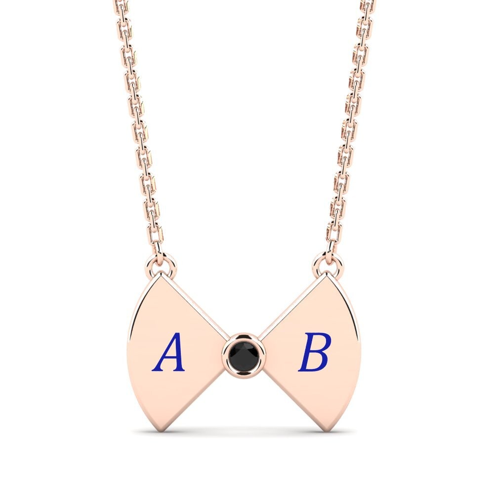 Initialen Schwarzer Onyx Rotgold 585 Halsketten