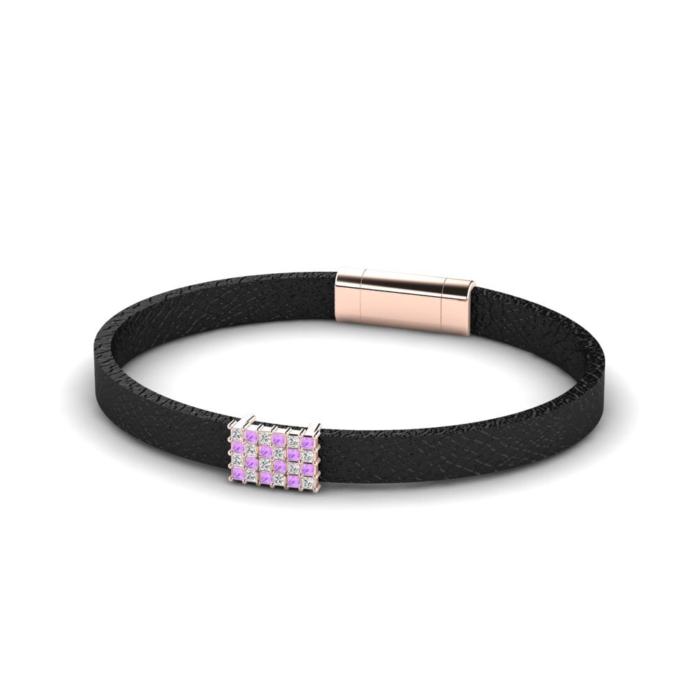9K Rose Gold Amethyst Men's Bracelet Louis