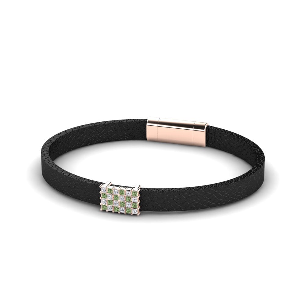 18ct Rose Gold Green Diamond Men's Bracelet Louis