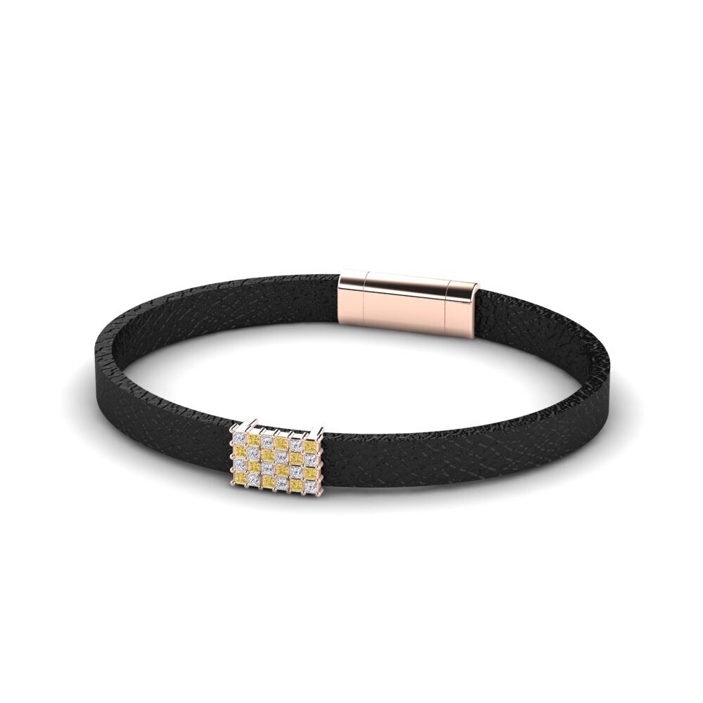 18ct Rose Gold Yellow Diamond Men's Bracelet Louis