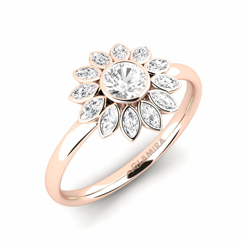 Flowers Rings Louvre 585 Rose Gold White Sapphire