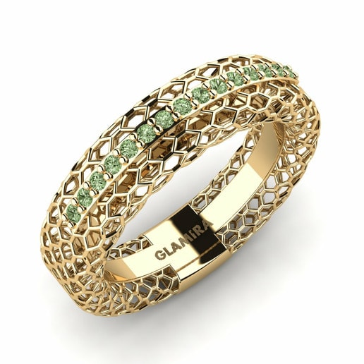 Pinky Ring Loveness 585 Yellow Gold & Green Diamond