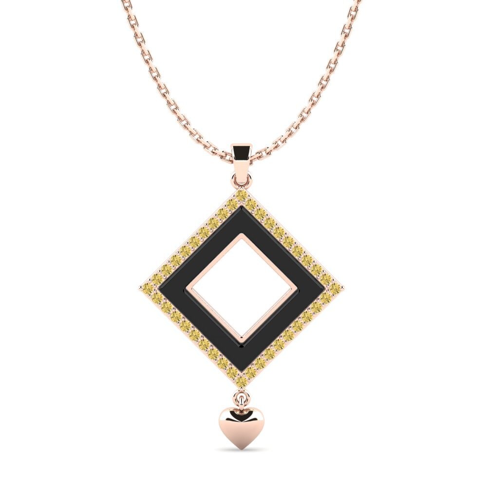 9ct Rose Gold Yellow Diamond Women's Pendant Loveridge