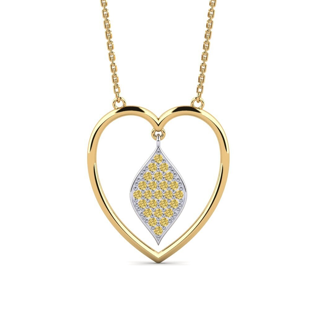 9k Oro Amarillo & Blanco Diamante Amarillo Collar de Mujer Loxias
