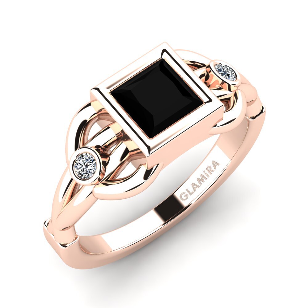 Oro Rosso 585 Diamante Nero Anello da donna Lramel