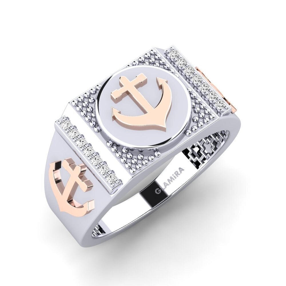 14ct White & Rose Gold Moissanite Men's Ring Lselfi