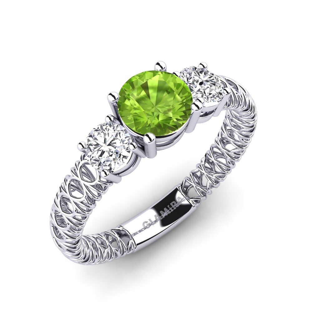 White Silver Peridot Engagement Ring Luann
