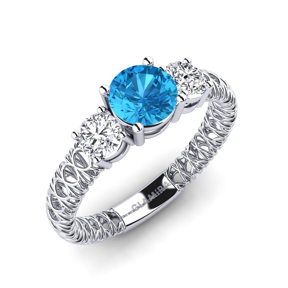18ct White Gold Blue Topaz Engagement Ring Luann