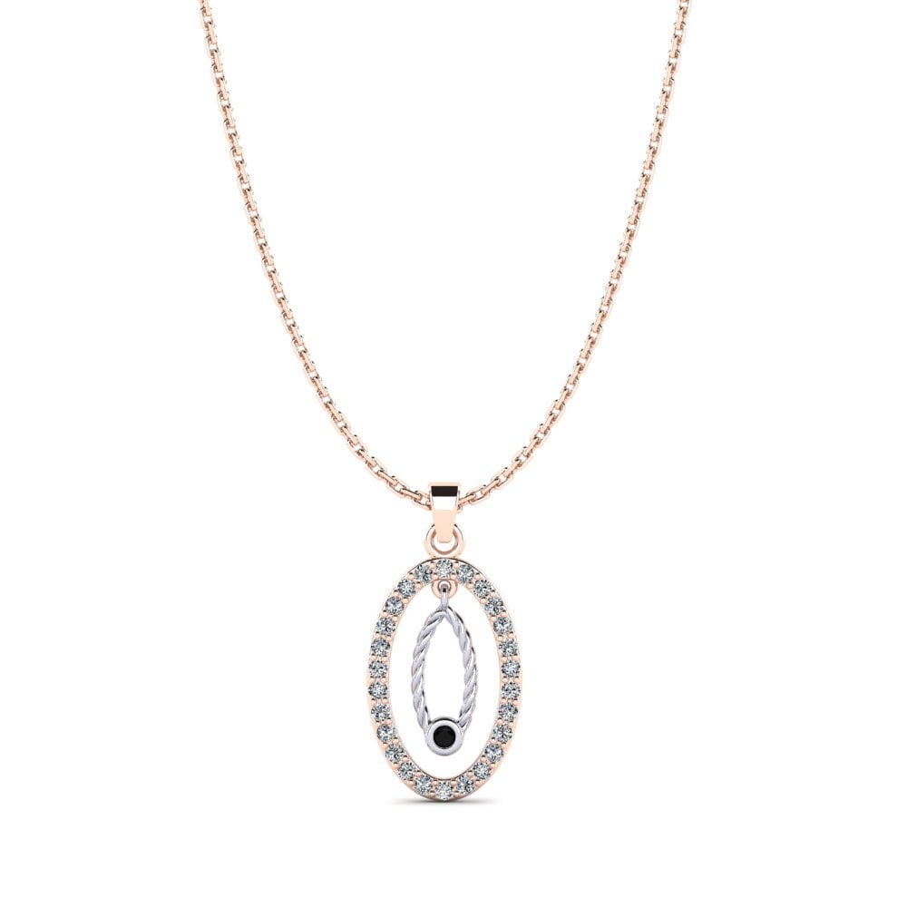 14k Oro Rosa & Blanco Zafiro negro Colgante de Mujer Luanno