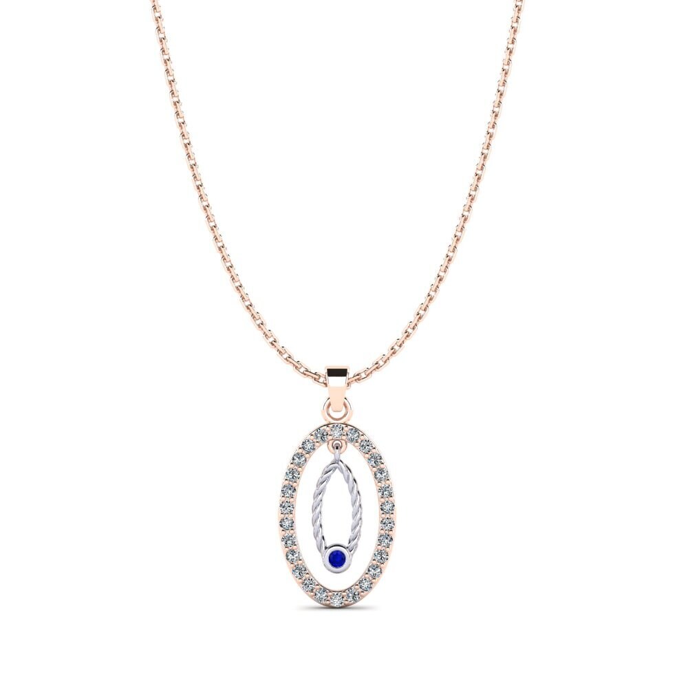 9k Oro Rosa & Blanco Zafiro Colgante de Mujer Luanno