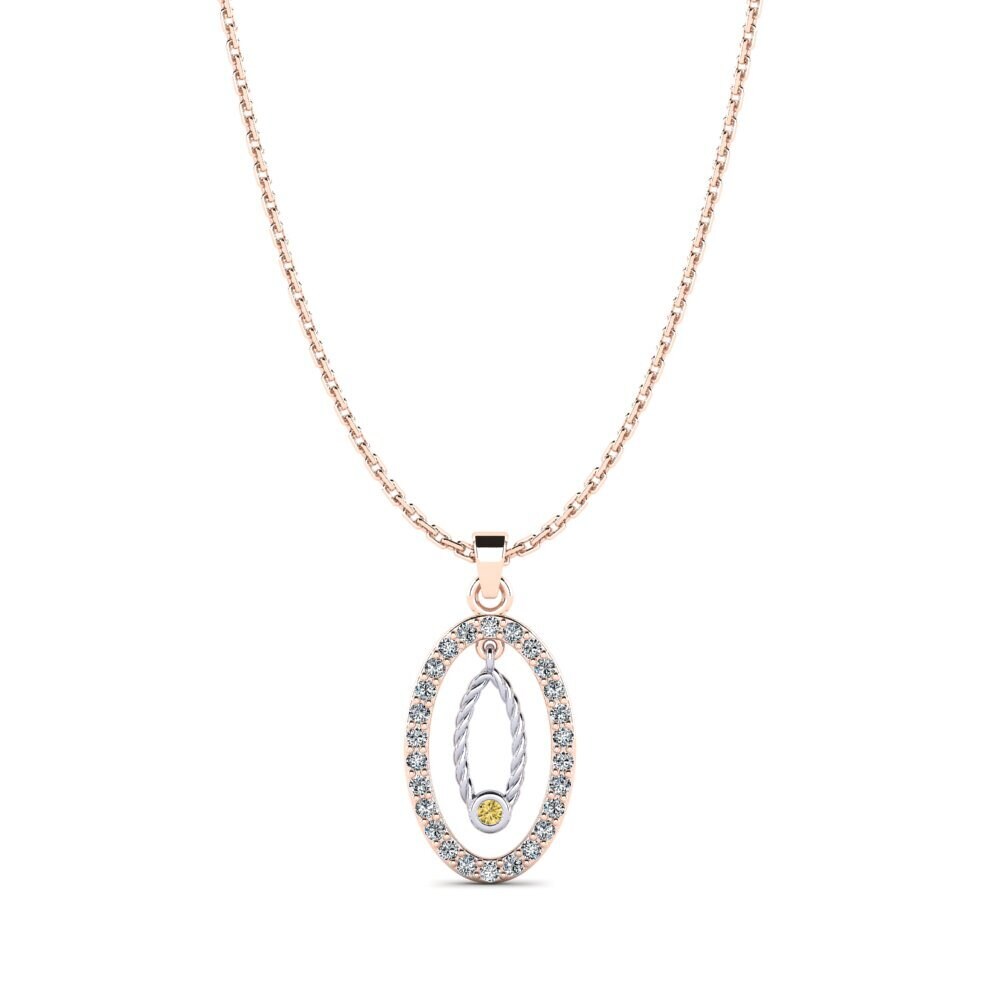 9k Oro Rosa & Blanco Diamante Amarillo Colgante de Mujer Luanno