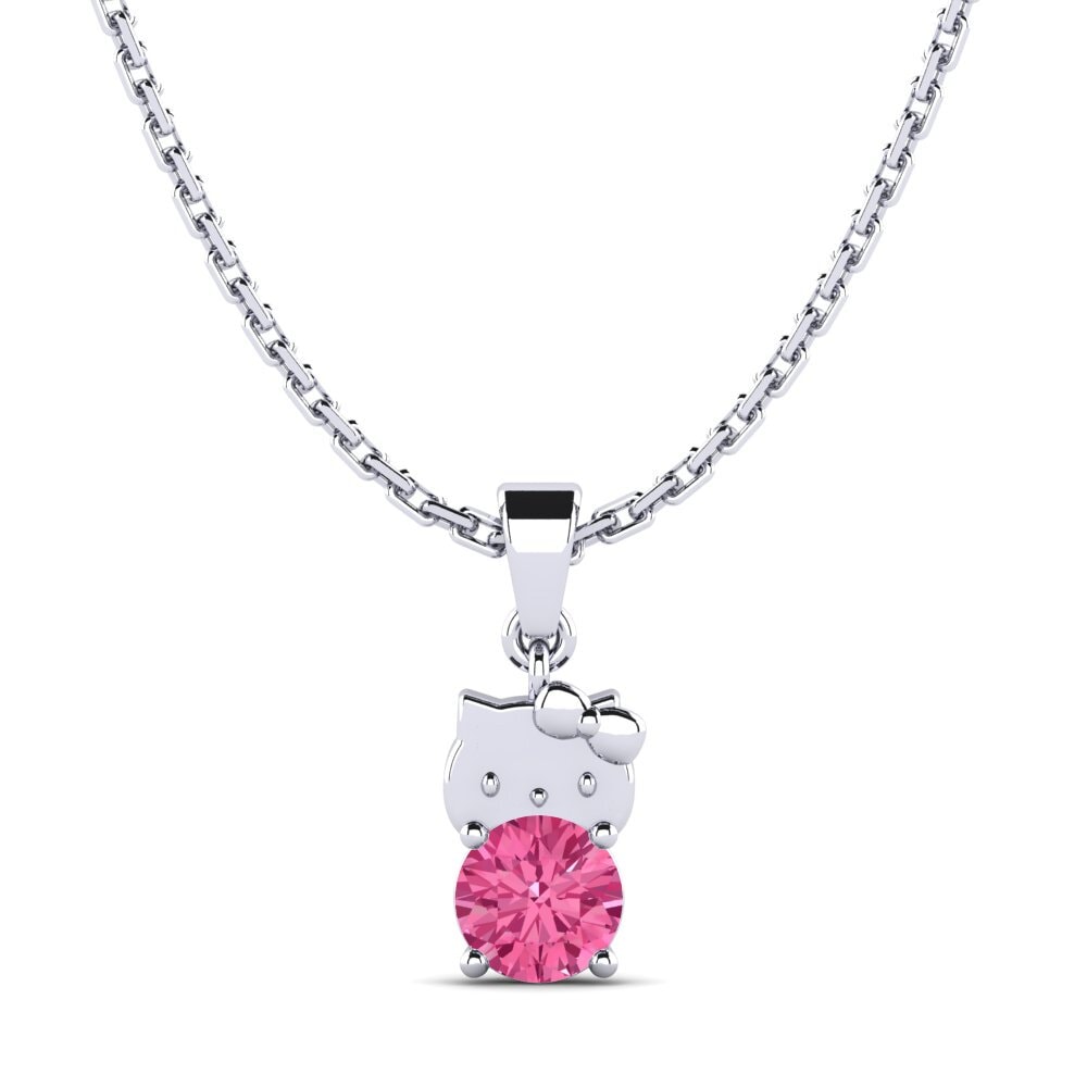 Platino 950 Turmalina rosa Colgante de Mujer Lucci
