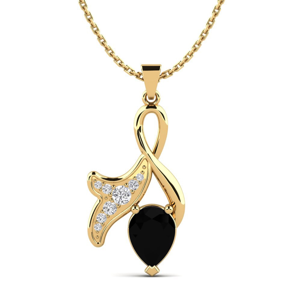 Pear Black Sapphire Women's Pendant Lucentezza