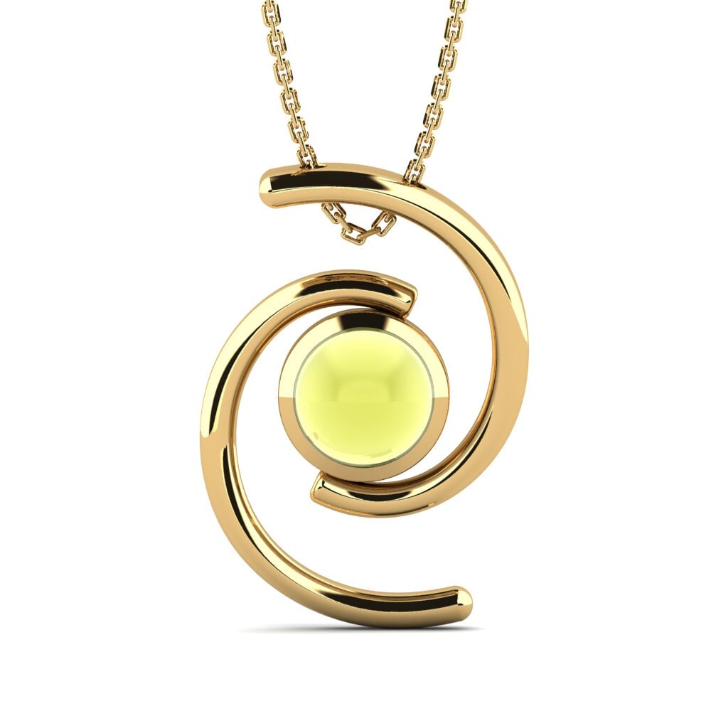 14k Oro Amarillo Topacio Limón Cabujón Collar de Mujer Luchero