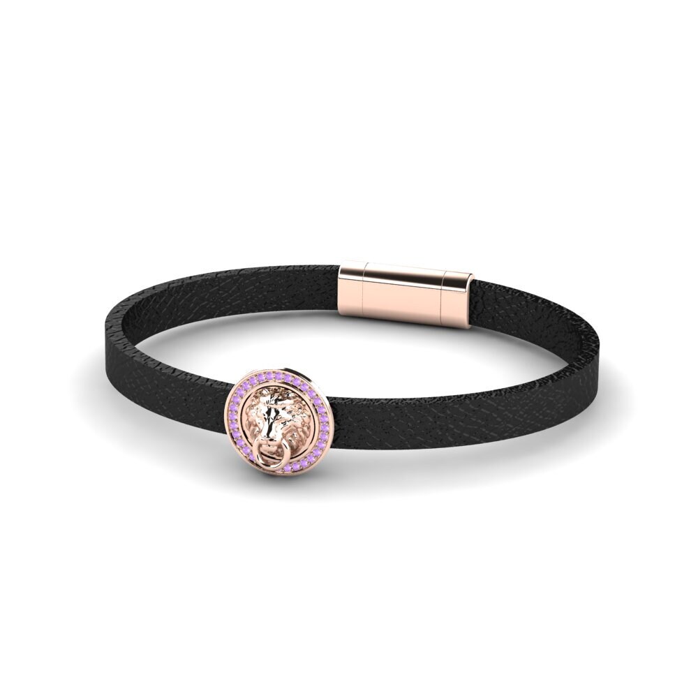 9K Rose Gold Amethyst Men's Bracelet Luciano