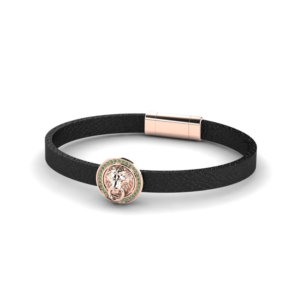18ct Rose Gold Green Diamond Men's Bracelet Luciano