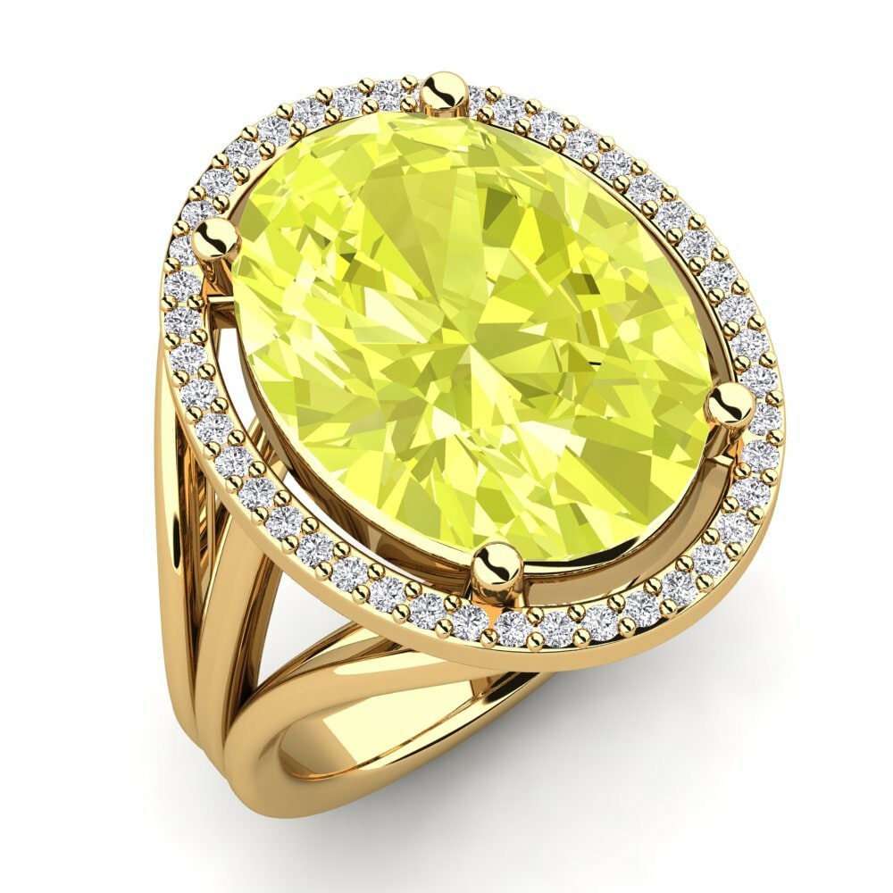 Or Jaune 14k Quartz Citron Bague Lucile