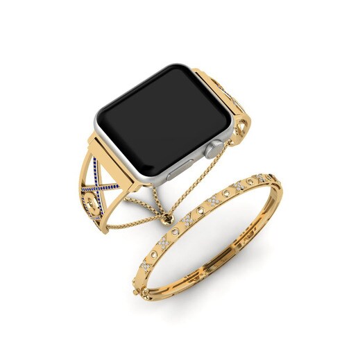 Apple Watch® Luciole Set Stainless Steel / 585 Yellow Gold & Đá Sapphire & Kim Cương