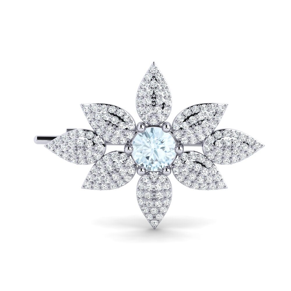 14ct White Gold Aquamarine Brooch Luczak