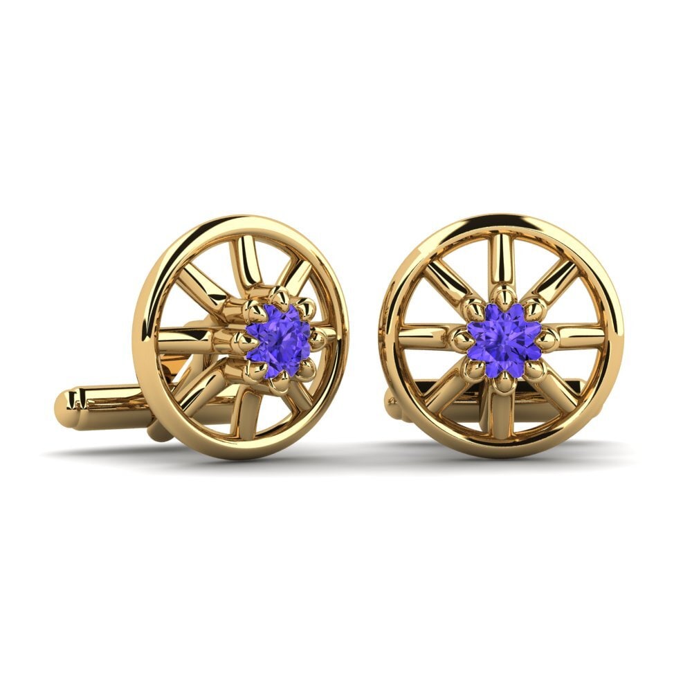 14ct Yellow Gold Tanzanite Cufflink Ludicolo