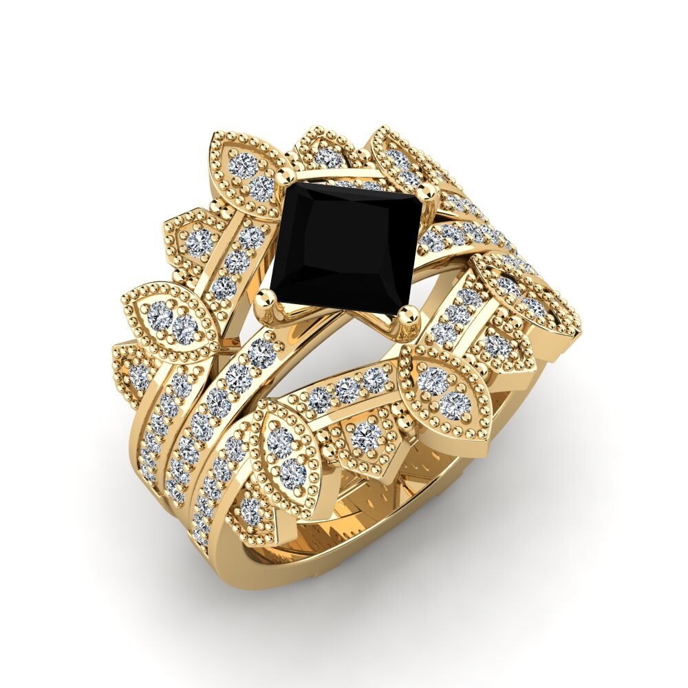 Zafiro negro Anillo Luditt SET