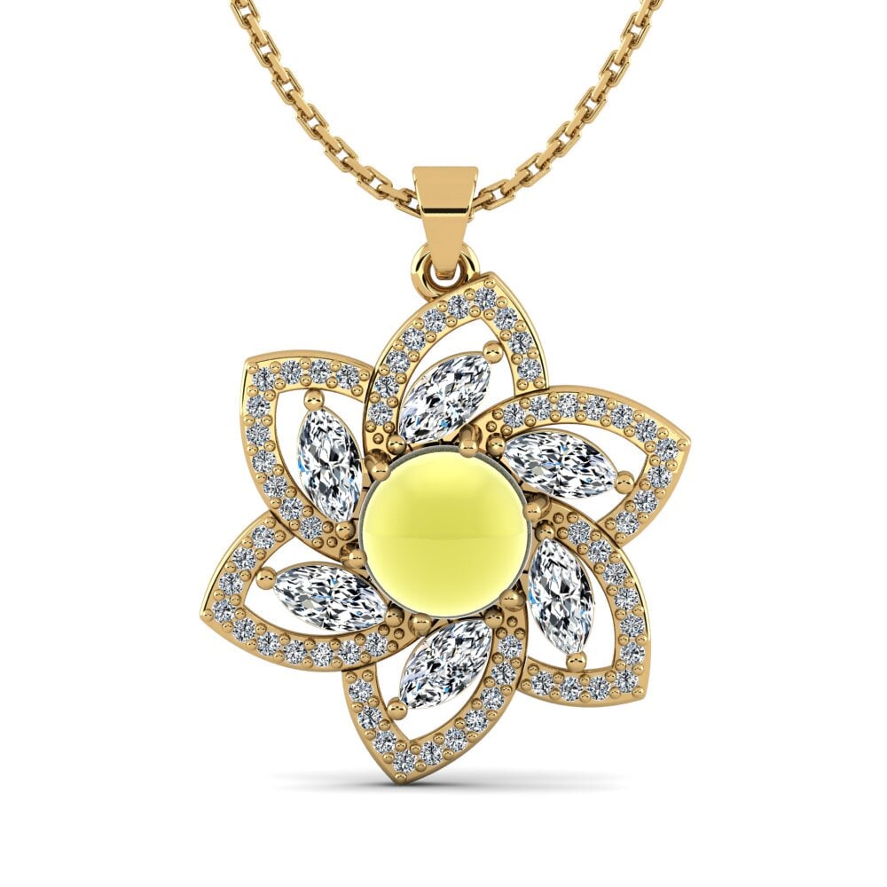9k Oro Amarillo Topacio Limón Cabujón Colgante de Mujer Ludivina