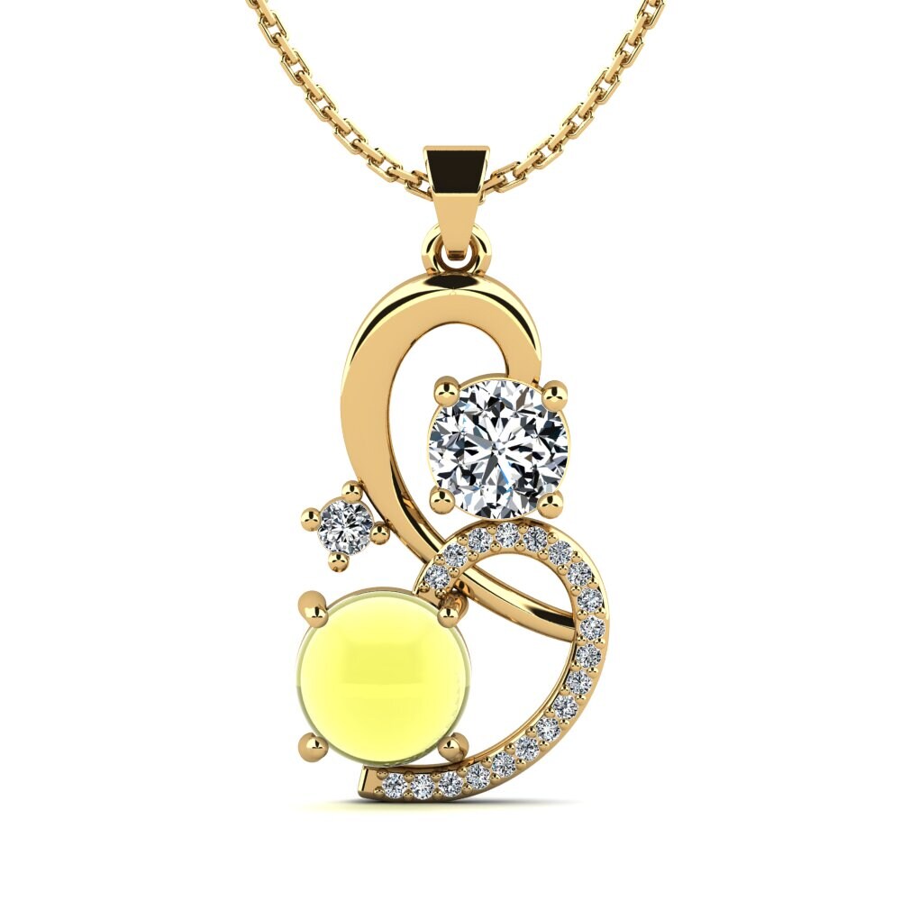 9k Oro Amarillo Topacio Limón Cabujón Colgante de Mujer Lue